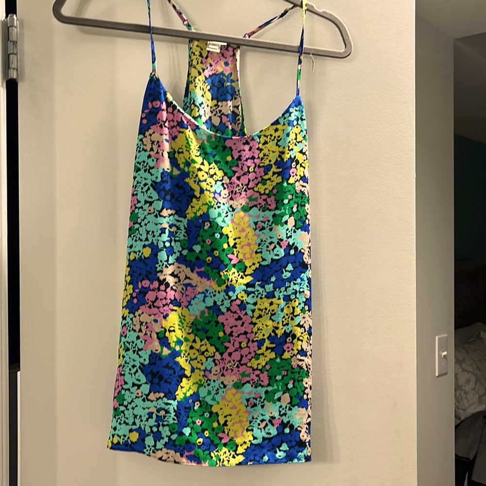 Jcrew Racerback Flowered Shirt